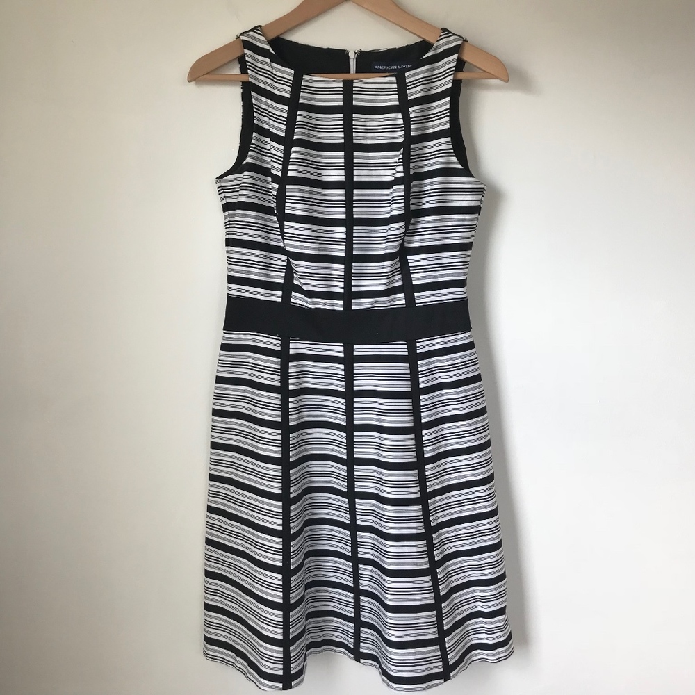 American Living Black & White Striped Dress sz 6